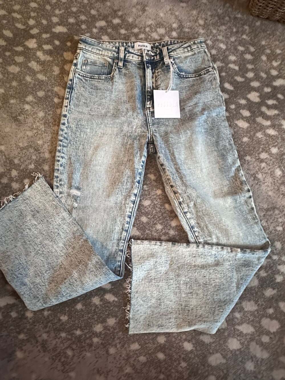 NEW Pistola Lennon June Jeans Size 26 Acid Wash Raw Hem